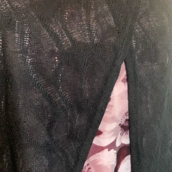 Black Delicate Knit Floral Back Cardigan - Picture 3 of 7